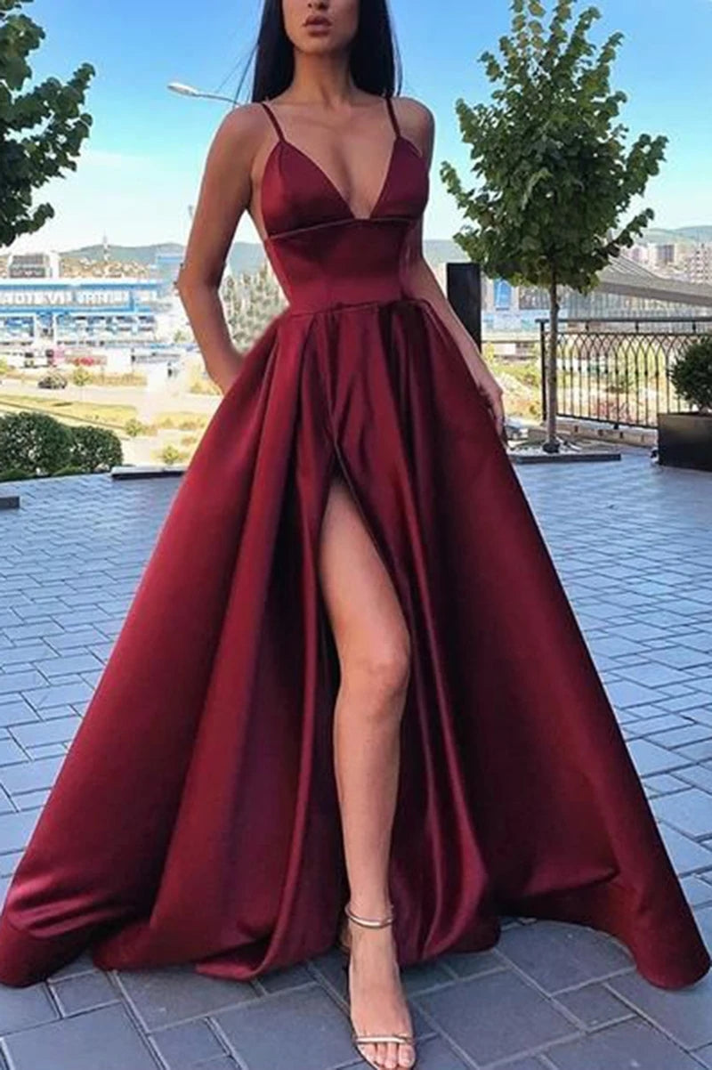 maroon formal dress
